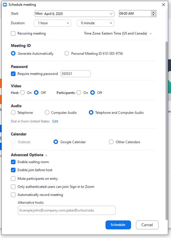 Enable Zoom Waiting Room