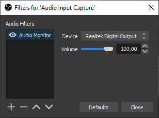 OBS Audio Output Filter