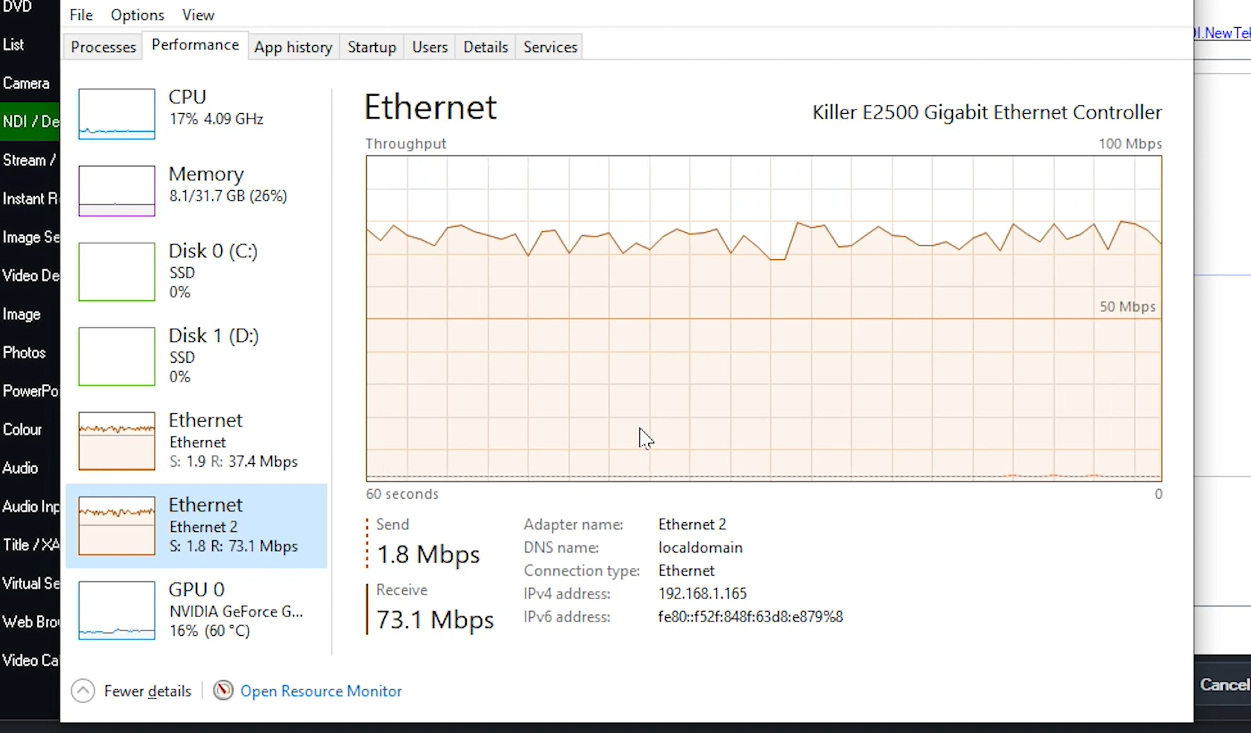 NDI in Zoom bandwidth