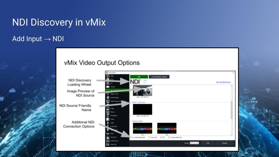 NDI video input in vmix