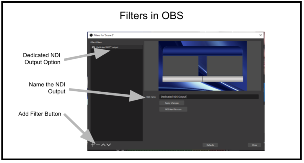 Filters area of OBS.