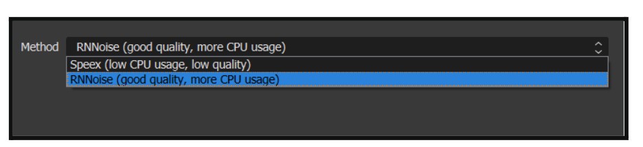 OBS offers two unique noise suppression options. 