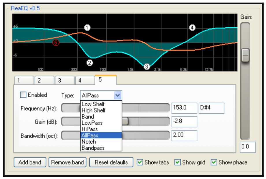 ReaEQ is a plugin available from Reaper.fm