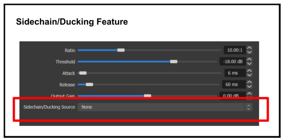 The Sidechain/Ducking feature is found in the Compressor filter settings.